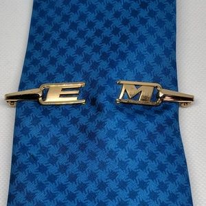 Vintage Monogram EM Tie Bar Pierced Look